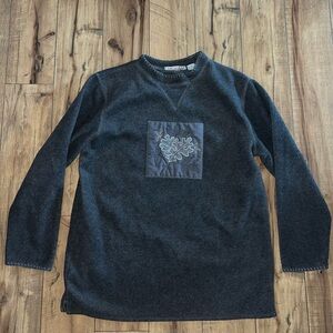 gray fuzzy grandma sweater